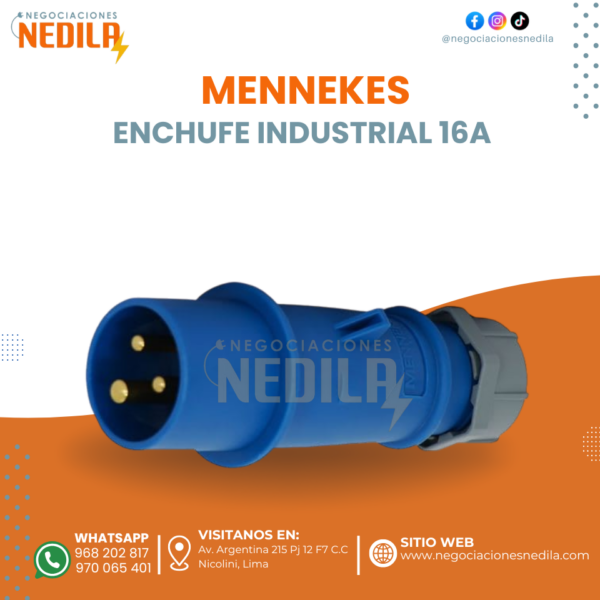 ENCHUFE INDUSTRIAL AZUL 16A