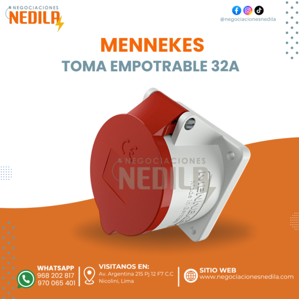 TOMA EMPOTRABLE ROJO 32AMP